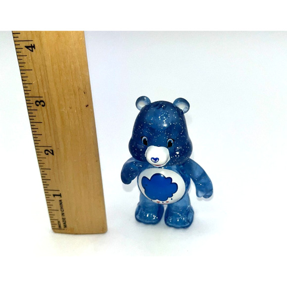 Vintage Care Bears See through Blue Glitter Grumpy Bear Rain Cloud Cake Topper - Picture 8 of 8